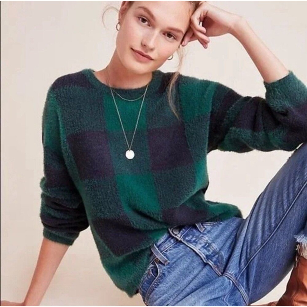 Anthropologie Fred and Sibel Holly Susan Plaid Sweater Size S NWT